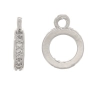 Ciondolo cerchio scavato con Ossido di zirconio - 9.5x7 mm - Rodio - Cristallo x1
