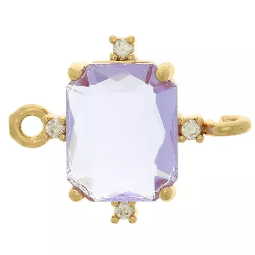 Distanziatore rettangolare con Ossido di zirconio 17x14 mm - oro - viola - cristallo x1