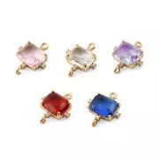 Distanziatore rettangolare con Ossido di zirconio 17x14 mm - oro - viola - cristallo x1