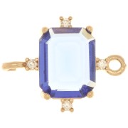 Distanziatore rettangolare con Ossido di zirconio 17x14 mm -Dorato - Zaffiro - Cristallo x1|raw }}
