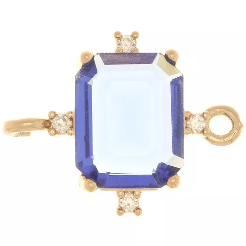 Distanziatore rettangolare con Ossido di zirconio 17x14 mm -Dorato - Zaffiro - Cristallo x1