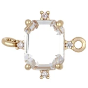 Distanziatore rettangolare in vetro con zirconi 17x14 mm - Dorato - Crystal x1