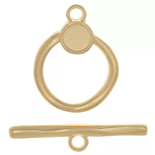 Chiusura a T per bracciale o collana 19 mm - Dorato con oro fino x1