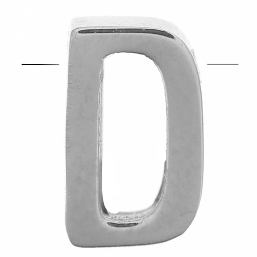 Perla lettera dell'alfabeto 8x5 mm - D - Acciaio inox 304 x1