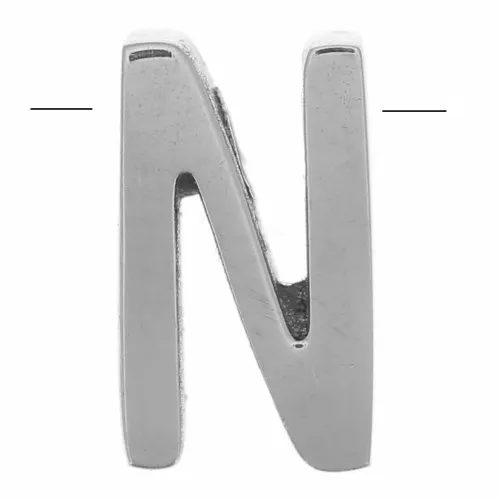 Perla lettera dell'alfabeto 8x5 mm - N - Acciaio inossidabile 304 x1