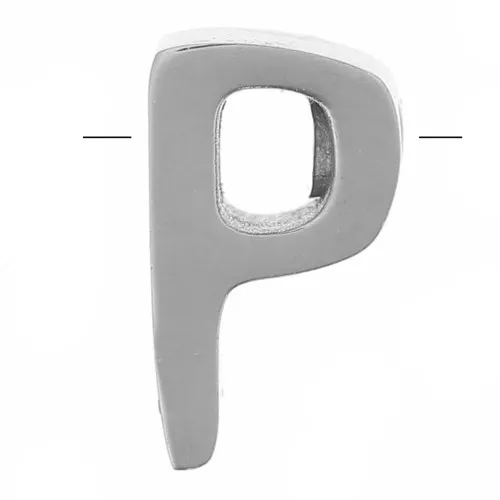 Perla lettera dell'alfabeto 8x5 mm - P - Acciaio inox 304 x1