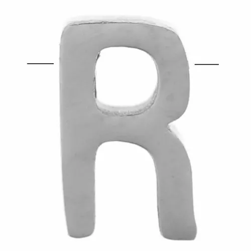 Perla lettera dell'alfabeto 8x5 mm - R - Acciaio inox 304 x1