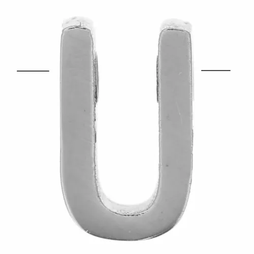 Perla lettera dell'alfabeto 8x5 mm - U - Acciaio inossidabile 304 x1