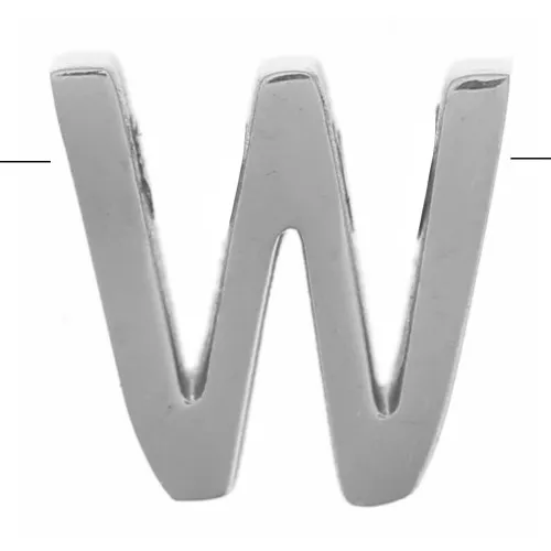 Perla lettera dell'alfabeto 8x8 mm - W - Acciaio inossidabile 304 x1