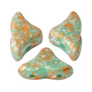 Perle in vetro Hélios® di Puca®  6x10 mm - Opaque Green Turquoise Tweedy x10g|raw }}