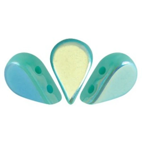 Perline in vetro Amos® di Puca® 5x8mm Opaque Green Turquoise AB x10g