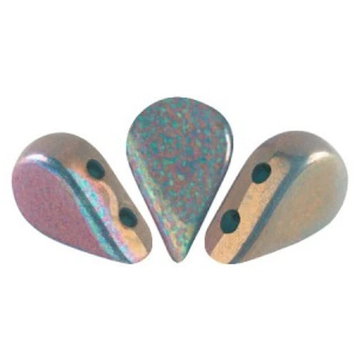 Perline in vetro Amos® di Puca® 5x8mm Opaque Green Turquoise Iris Luster x10g