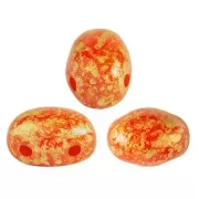 Perle in vetro Samos® di Puca® 7x5 mm Opaque Light Coral Gold Splash x10g