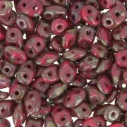 SuperDuo mm. 2.5x5 Opaque Red Silver Picasso x10g