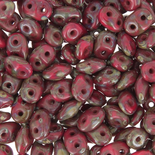 SuperDuo mm. 2.5x5 Opaque Red Silver Picasso x10g