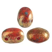 Perle in vetro Samos® di Puca® 7x5 mm Opaque Light Coral Gold Spotted x10g