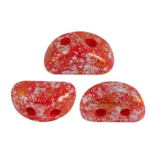 Perle in vetro Kos® par Puca® 6x3mm Opaque Coral Red Tweedy x10g