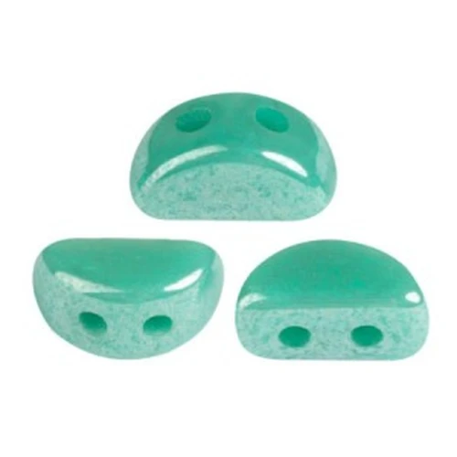 Perle in vetro Kos® par Puca® 6x3mm Opaque Green Turquoise Luster x10g