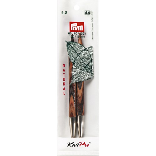 Punte di aghi maglia intercambiabile in legno Prym - 9 mm - Naturale x2