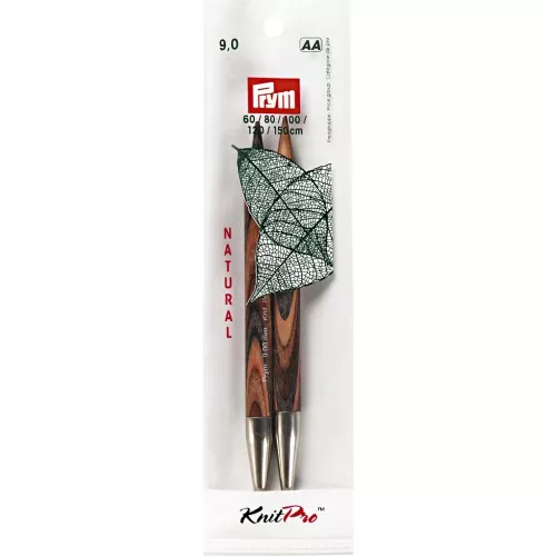 Punte di aghi maglia intercambiabile in legno Prym - 9 mm - Naturale x2
