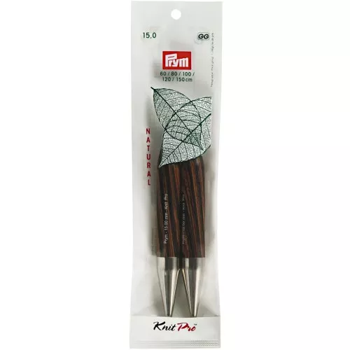 Punte di aghi maglia intercambiabile in legno Prym - 15 mm - Naturale x2