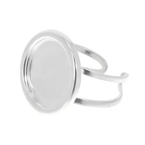 Anello regolabile per cabochon 15 mm - Argentato x1