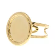 Anello regolabile per cabochon 15 mm - Dorato con oro fino x1