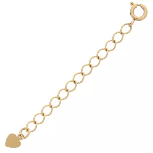 Chiusura a molla da 6mm con catena di estensione e cuore acciaio inos. dorato 316L