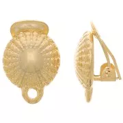 Clip per orecchie a mezza sfera testurizzata con anello chiuso 16x13 mm placcato oro x2