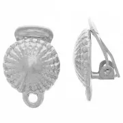 Clip per orecchie con mezza sfera testurizzata e anello chiuso 16x13 mm - Rodio x2
