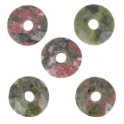 Perla sfaccettata Donut 12 mm - Unakite x1