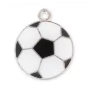 Pendente smaltato pallone mm. 23 Nero/Bianco x1
