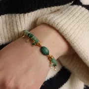 Perle rondelle in pietra semipreziosa 6x2 mm - Malachite x20