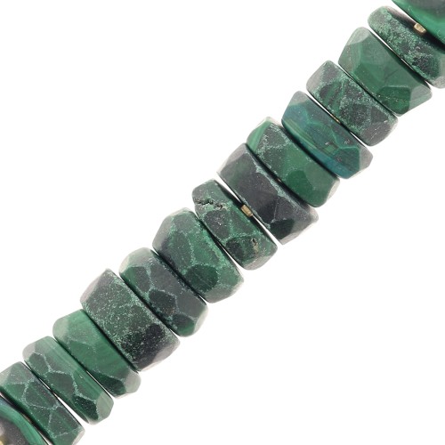 Perle Heishi sfaccettate - pietra semipreziosa 5,5x2 mm - Malachite x20