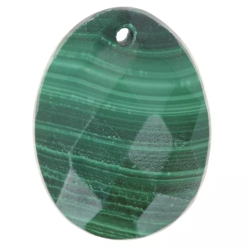 Pendente sfaccettato ovale 20x15 mm in pietra semi preziosa - Malachite x1