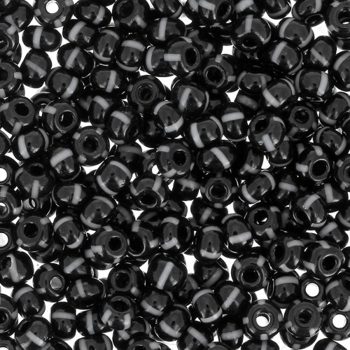 Perla Preciosa a strisce 8/0 3 mm - Nero - Bianco x20 g