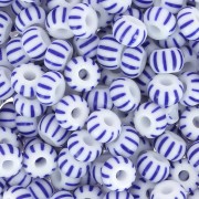 Perla Preciosa a righe 6/0 4 mm - Blu - Bianco x20 g