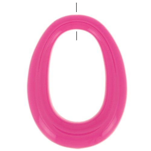 Ciondolo a ovale in resina opaca 44x33 mm -Rose Fuchsia x1