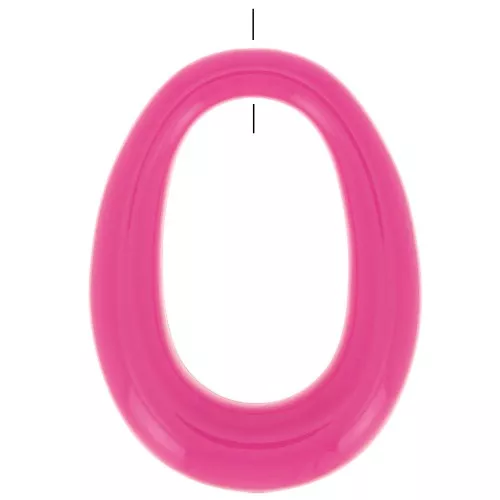 Ciondolo a ovale in resina opaca 44x33 mm -Rose Fuchsia  x1