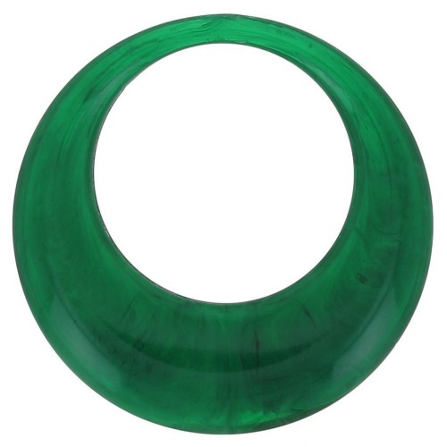 Ciondolo a cerchio scavato in resina opaca 44 mm - Verde scuro marmorizzato x1