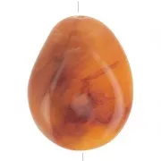 Perlina piatta irregolare 25x20 mm in resina traslucida - Albicocca marmorizzata x1