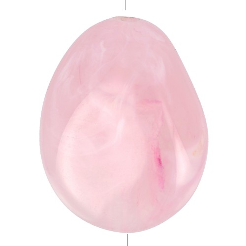 Perla piatta irregolare 25x20 mm in resina opaca - Rosa chiaro marmorizzato x1