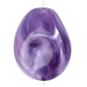Perla piatta irregolare 25x20 mm in resina opaca - Viola marmorizzato x1