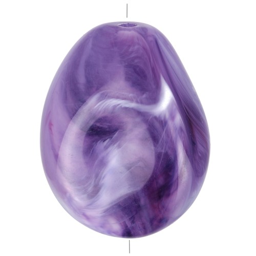 Perla piatta irregolare 25x20 mm in resina opaca - Viola marmorizzato x1