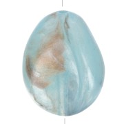 Perla piatta irregolare 25x20 mm in resina opaca - Azzurro marmorizzato x1
