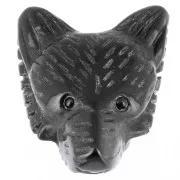 Pendente testa di lupo 35x25 mm in pietra semipreziosa - Agata Nera x1