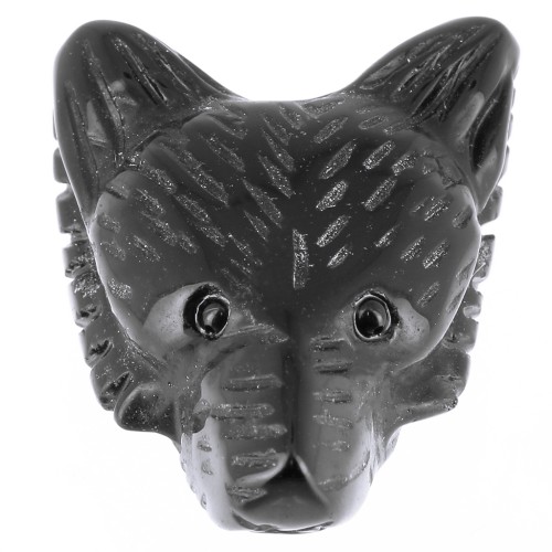 Pendente testa di lupo 35x25 mm in pietra semipreziosa - Agata Nera x1