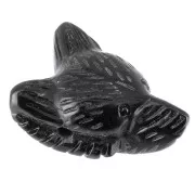 Pendente testa di lupo 35x25 mm in pietra semipreziosa - Agata Nera x1