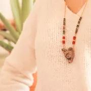 Pendente testa di lupo 35x25 mm in pietra semipreziosa - Agata Nera x1