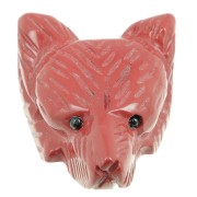 Pendente testa di lupo 35x25 mm in pietra semipreziosa - diaspro rosso x1|raw }}